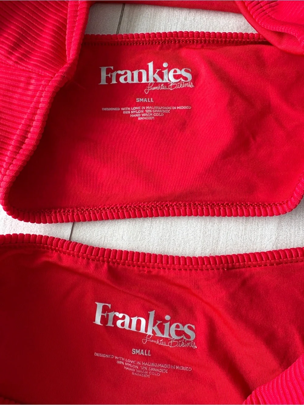 Frankie’s Red Ribbed Bandeau Bikini Set